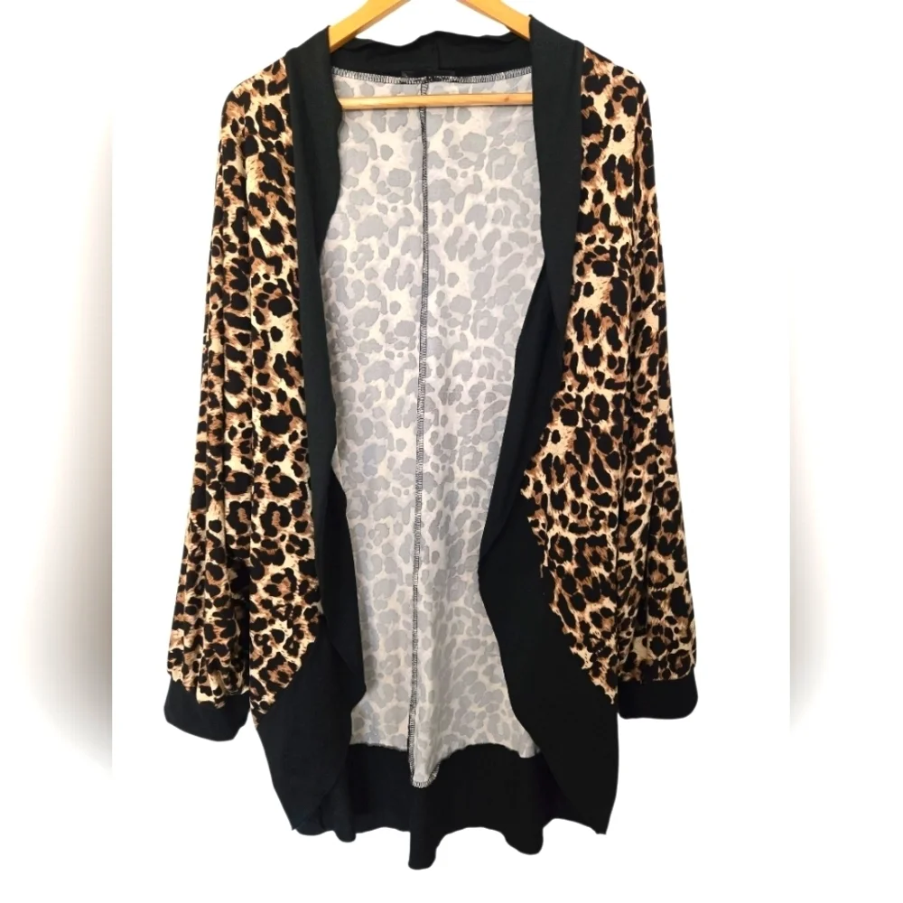 Shein Leopard Print Open Front Cardigan Size  3XL